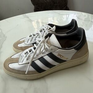 Adidas Spezial White, Black, and Tan Sneakers